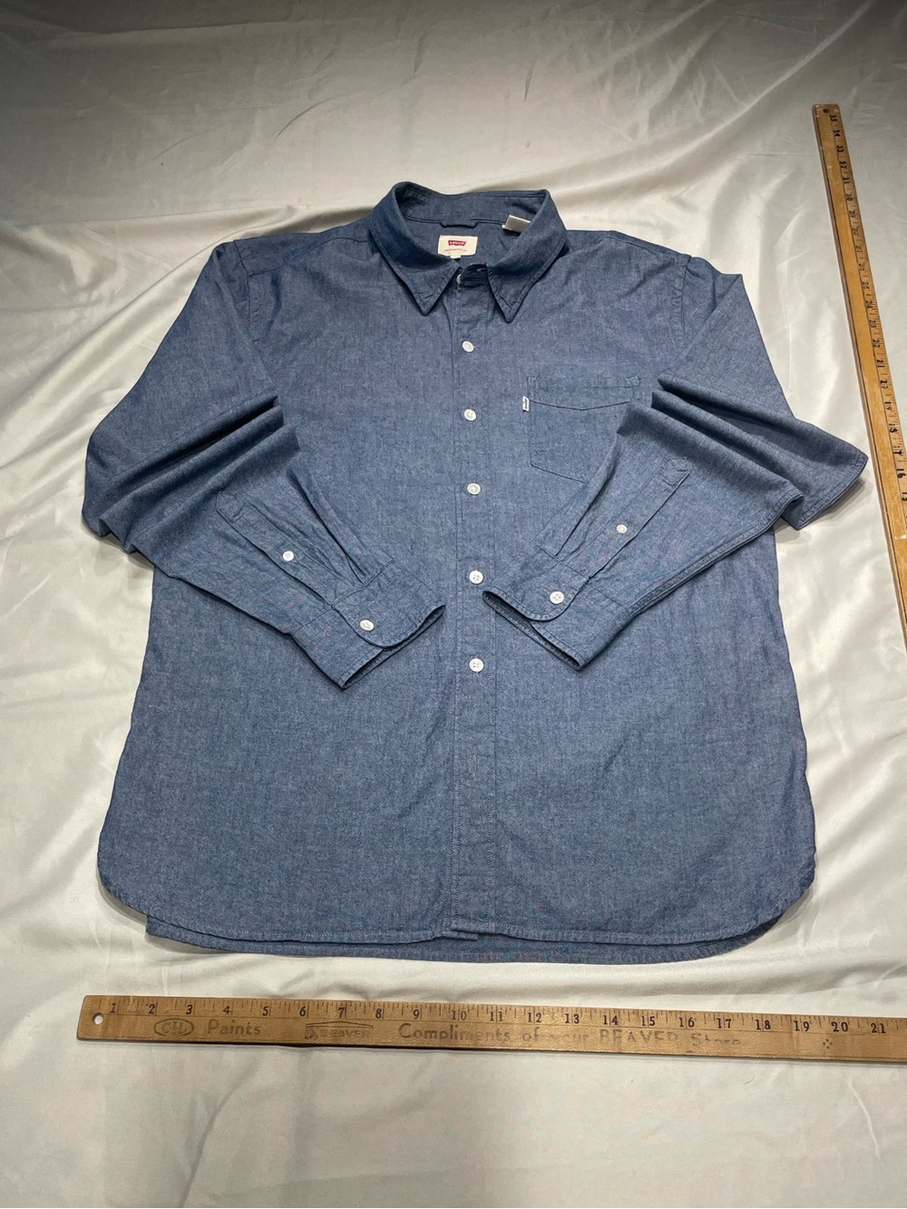 Levi's White Label Contemporary Button-Down Shirt in a sluby indigo Chambray